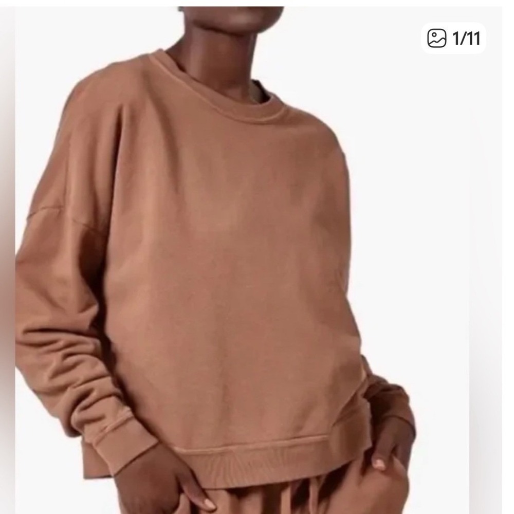 TKEES FLEECE CREWNECK‎ SWEATSHIRT, SIZE 1 XS BROWN